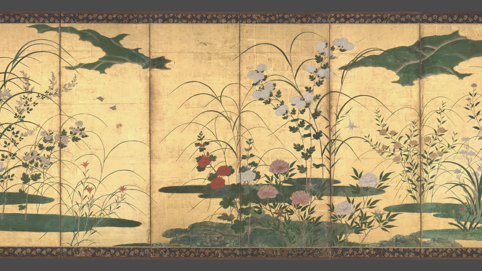 A folding screen of the flowers of the four seasons